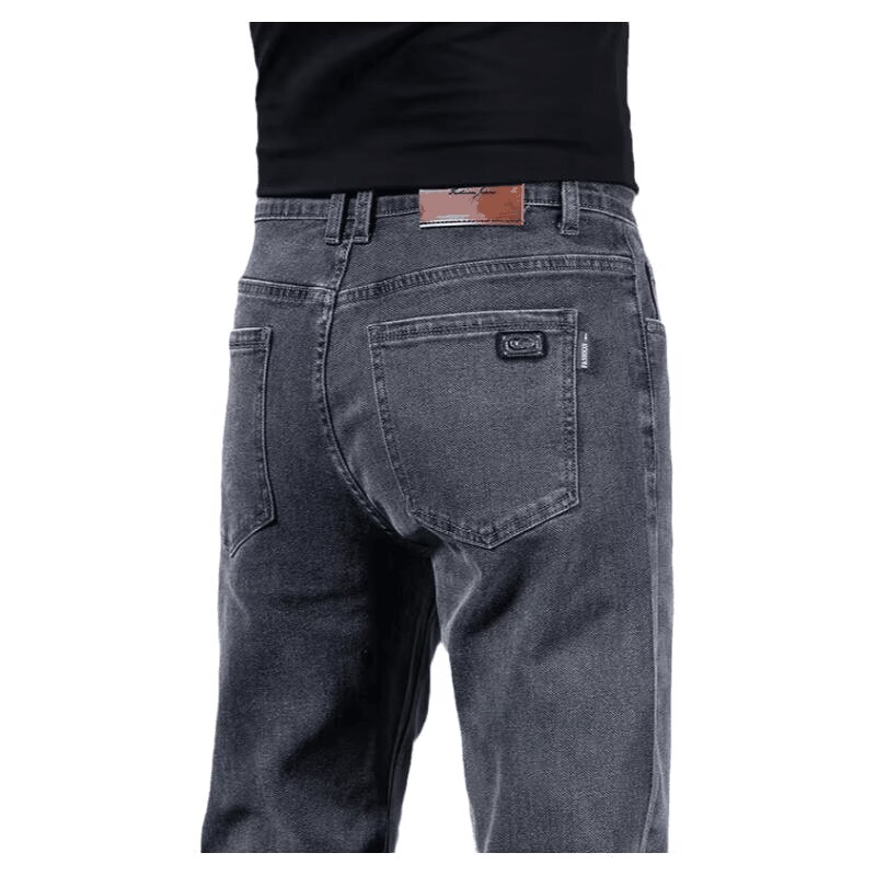 啄木鸟秋季牛仔裤男2025新款烟灰色商务修身弹力直筒休闲春秋长春高清大图