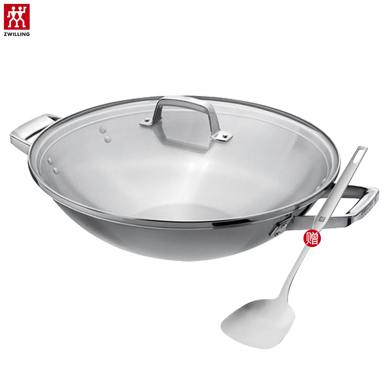 双立人(ZWILLING)中式炒锅36cm不锈钢锅具电磁炉大容量无涂层少油烟正品