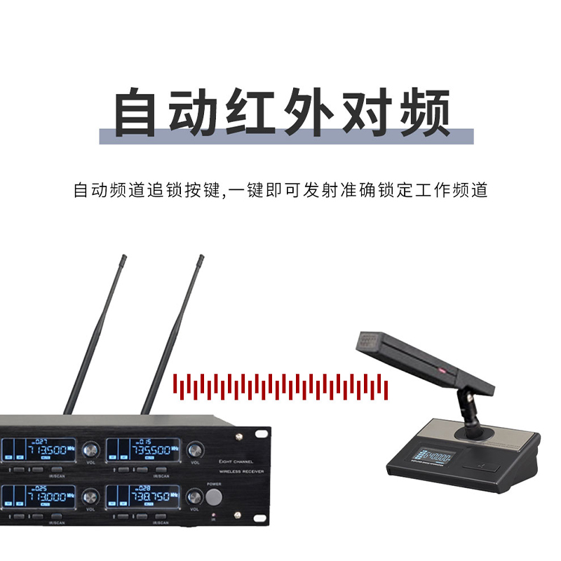 润普RP-WH9008F 会议室礼堂报告厅直播/演讲/智慧教育真分集专业无线一拖八领方管式鹅颈麦克风高清大图