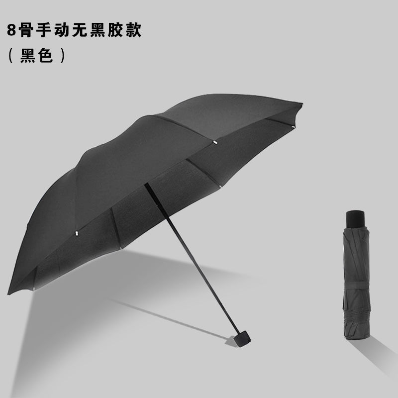 南极人24骨全自动太阳伞折叠伞女学生大号双人男防晒晴雨两用雨伞 8骨无黑胶正向雨伞-黑色