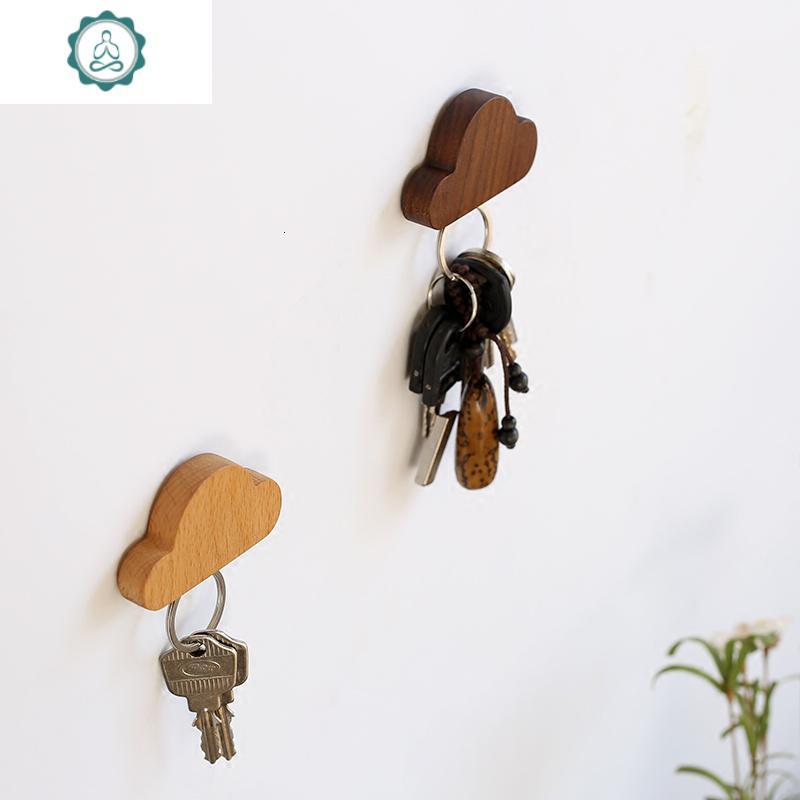 钥匙挂钩磁铁胡桃木质挂钩创意置物架零钱便条挂挂物钩