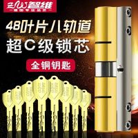 防盗门锁芯48叶片 全铜超C级锁芯 超D系防盗门锁芯通用型 65中32.5+32.5