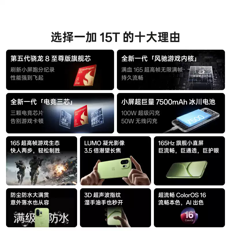 [全新] 一加15T 纯粹可可 16GB+1TB 第五代骁龙8至尊版 7500大电池 100W充电 全网5G双卡 电竞性能手机高清大图