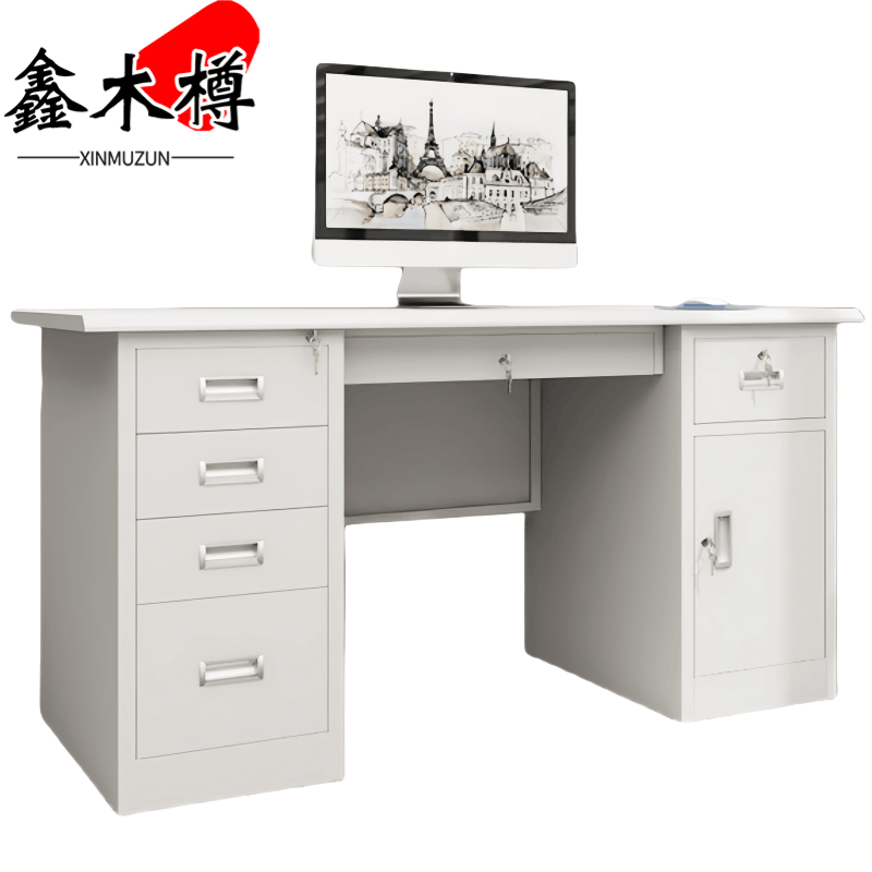 鑫木樽钢制职员桌1.4m张高清大图