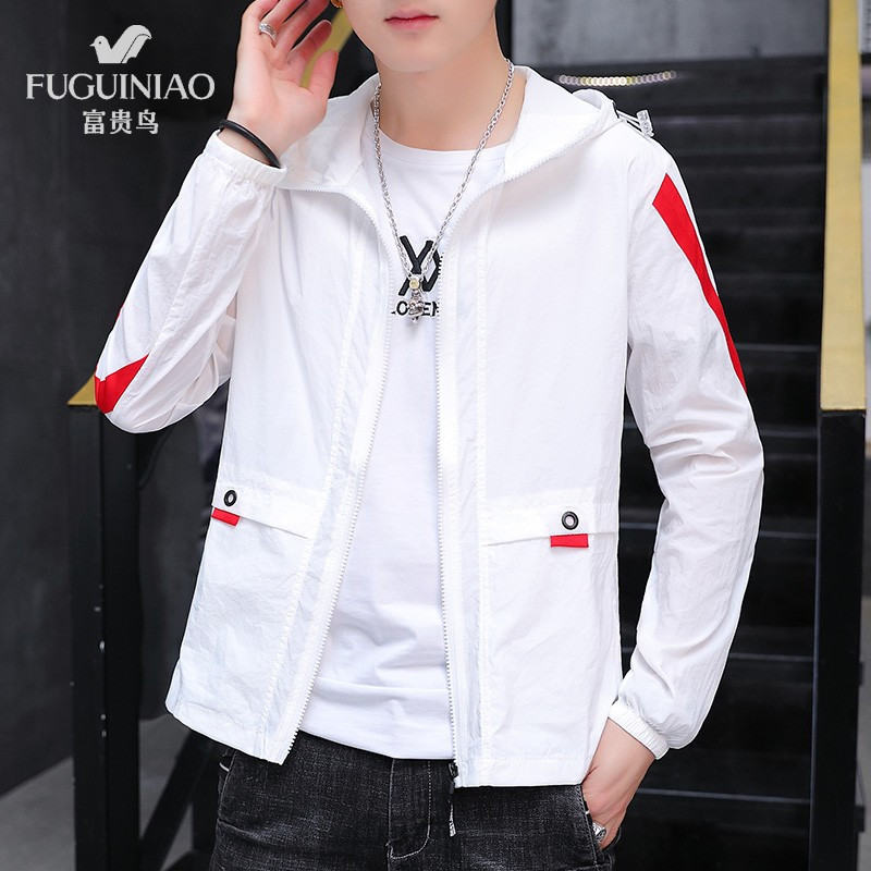 富贵鸟 防晒衣 情侣款 男 女 通用 2020 新款 夏季 超薄 透气 皮肤衣 休闲 连帽 夹克 户外 运动 外套 青年