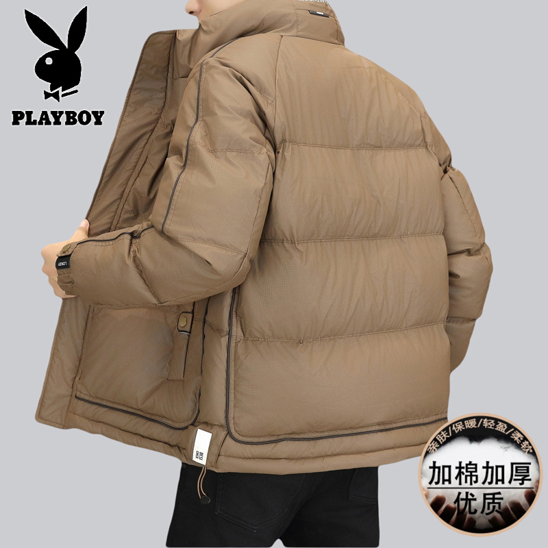 花花公子新款高品质冬季新款户外防寒服三防连帽加厚羽绒棉时尚男装夹克外套高清大图