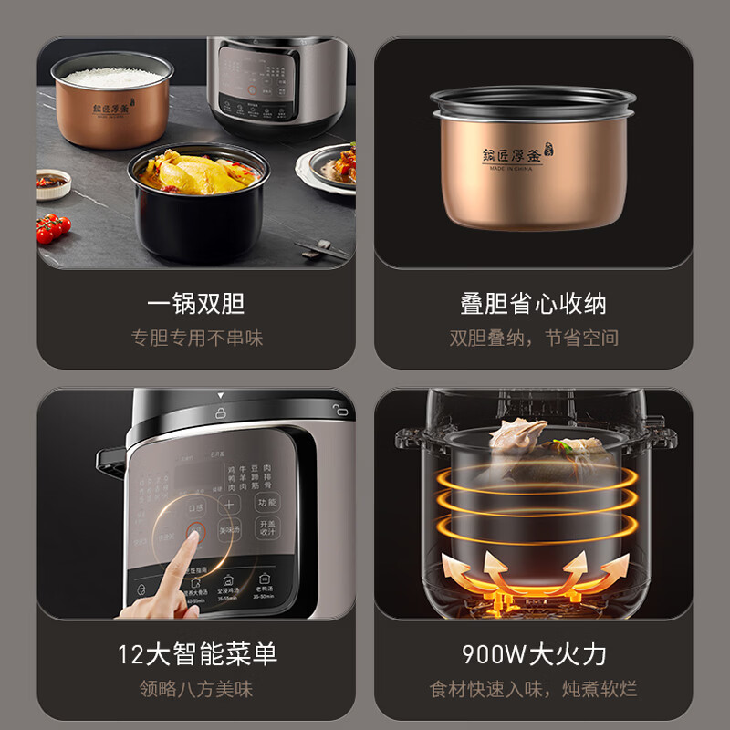 九阳 智能电压力锅5L大容量智能预约定时Y-50H108高清大图