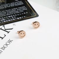韩版明星同款耳钉钛钢玫瑰金时尚镂空笑脸耳钉简约耳环耳饰品配饰送女朋友老婆生日礼物送女朋友七夕情人节礼物