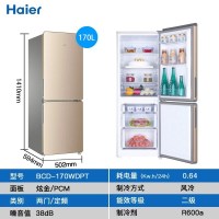 海尔/haier 170升家用小型无霜双门冰箱 两门小户型风冷无霜冷冻冷藏电冰箱 净味保鲜 BCD-170WDPT