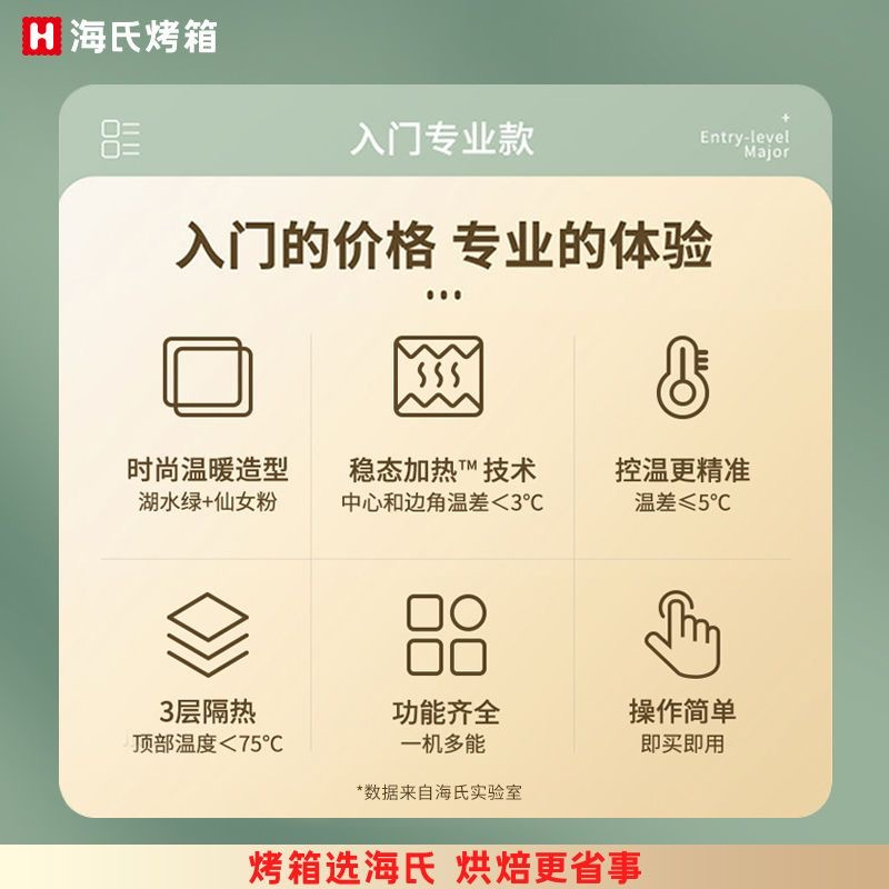 [升级新款]海氏三代C40电烤箱升级款家用大容量高颜值湖水绿烤箱
