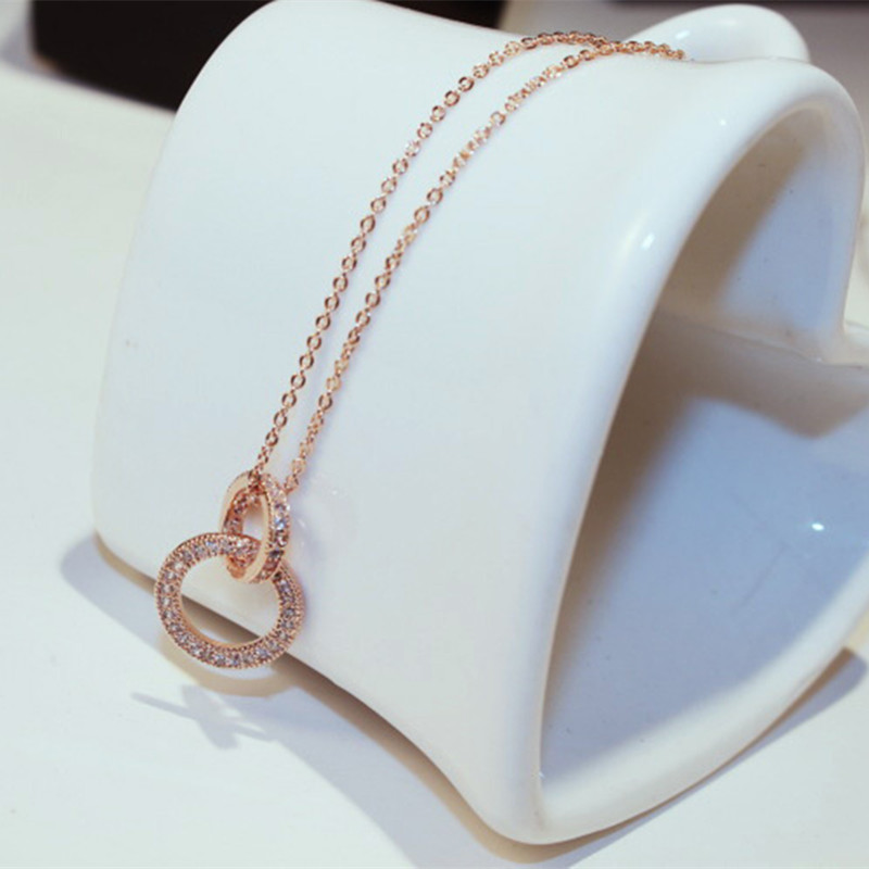 欧美饰品款时尚气质简约双环戒指项链镀短款锁骨链女参数