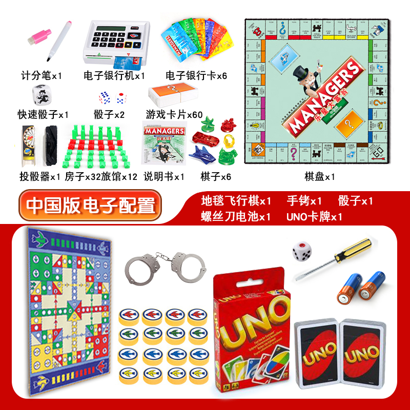 豪华版乐星大富翁游戏棋世界之旅 儿童地产银行成人超大桌游强手 加厚纸币世界版+地毯飞行棋前20名送UNO卡牌高清大图