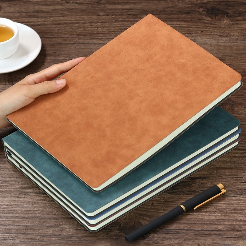 如华福禄b5笔记本本子简约文艺ins风软皮a4厚加厚大号学生大学生复古
