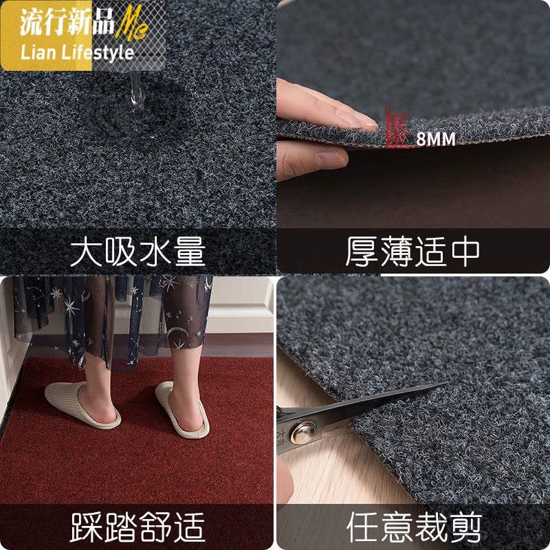 入户口地垫垫进大面积防滑脚垫家用卧室厨房地毯垫可裁剪 三维工匠图片