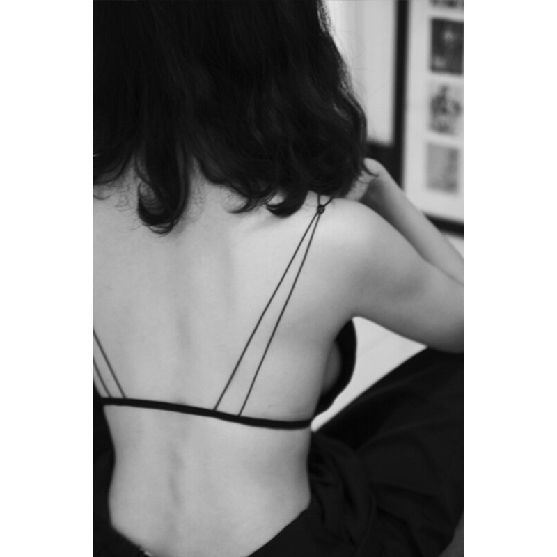 美背内衣女三角杯文胸无钢圈薄款性感胸内衣aa杯少女露背黑色M(34A34B32C)