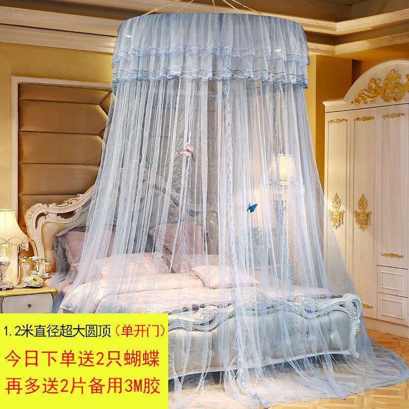 吊顶蚊帐吸顶圆顶公主风双人家用蚊帐1.5m1.8m床1.2m三开免安装图片