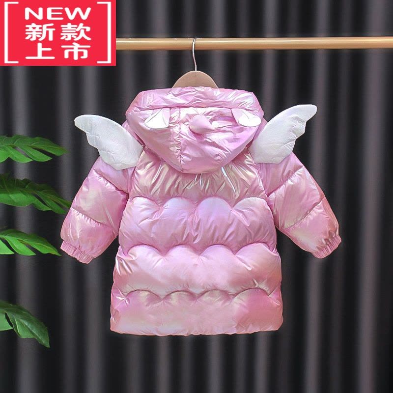 可莉允女童冬季翅膀棉服2022新洋气加厚独角兽外套宝宝炫彩免洗羽绒棉衣图片