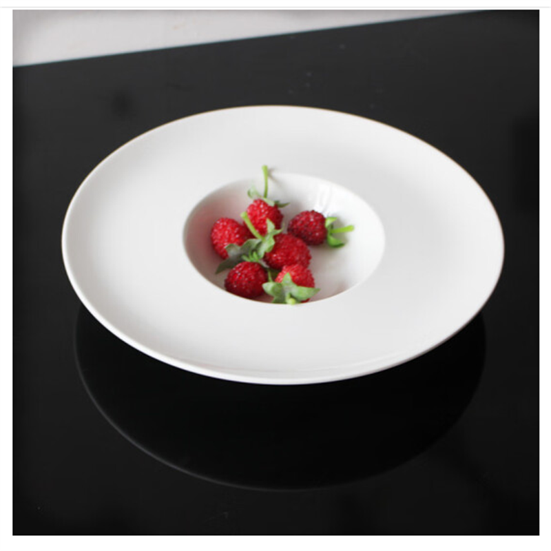 法式汤盘陶瓷纯白色草帽盘西式餐具飞碟盘12寸宽边意面盘单个装视频