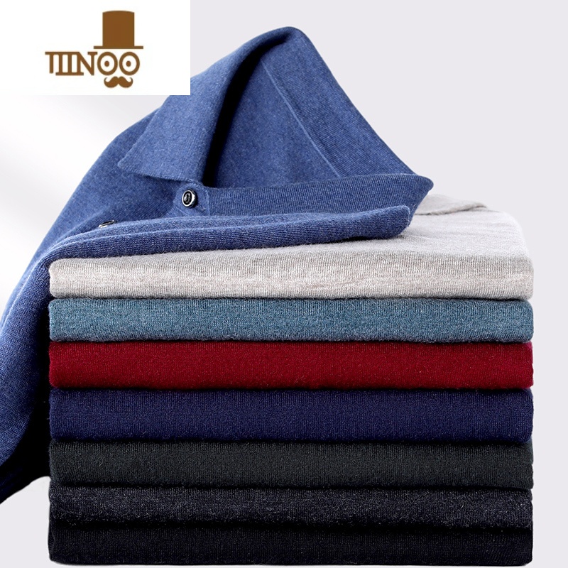 YANXU毛衫男翻领款加肥加大码毛衣宽松高端胖子t恤领打底衫男装高清大图