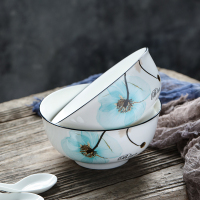 苏氏陶瓷( SUSHI CERAMICS)饭碗 梦之兰日韩欧式陶瓷米饭碗4.5英寸6只装釉下彩套装餐具