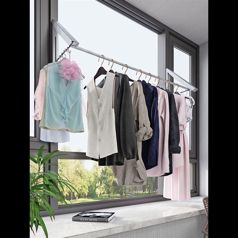 隐形晾衣架折叠伸缩迷你古达小型酒店阳台窗户室内壁挂式免打孔晒衣杆