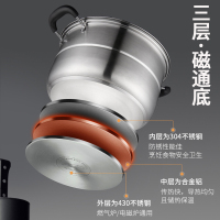爱仕达(ASD)蒸锅 二层32cm 304不锈钢家用大号厚底ZS32C1J 带蒸笼屉明火电磁炉通用