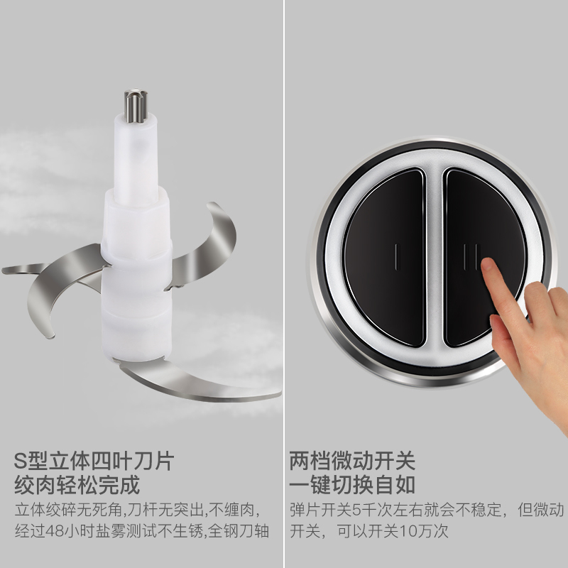智耐绞肉机碎肉机QSJ-ZN03B1家用电动不锈钢料理机切碎酱料饺子馅大功率2L