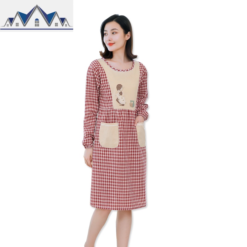 厨房围裙家用防水防油成人加长罩衣女日系可爱时尚长袖工作服定制 三维工匠高清大图