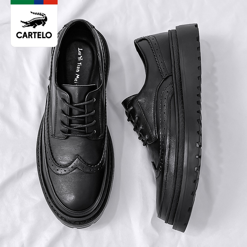 线下专柜同款卡帝乐鳄鱼cartelo新款时尚布洛克男士休闲小皮鞋休闲鞋