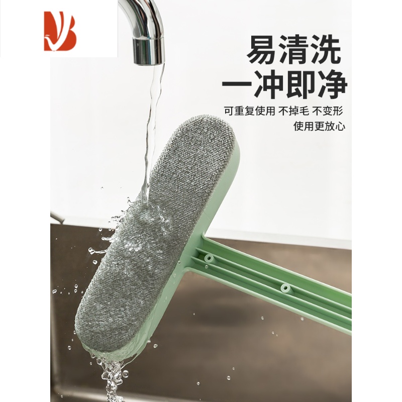 三维工匠纱窗清洗神器高层洗窗户清洁工具家用免拆洗擦玻璃窗刮水器双面刷 短款纱窗刷-绿色(一面刷,两面净)擦玻璃器高清大图