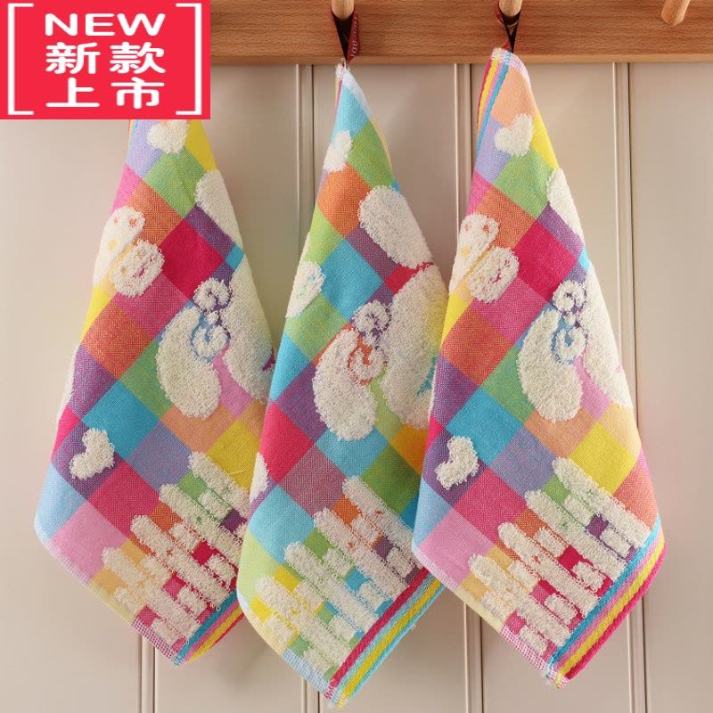 可莉允加厚小方巾幼儿园四方巾小毛巾儿童宝宝有挂绳柔软吸水图片