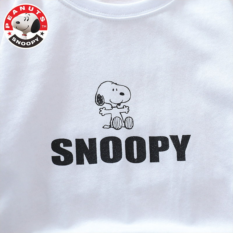 SNOOPY史努比女童套装背带裙短袖套装新款夏装洋气儿童装夏季中大童公主背带裙两件套裙子ZXS030TZ