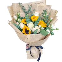 鼎卉鲜花速递 4朵向日葵香槟玫瑰鲜花花束 送长辈生日礼物 教师节鲜花礼物探望病人鲜花 北京天津杭州全国同城花店送花