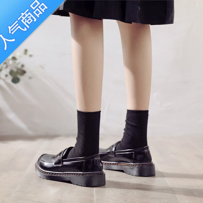 SUNTEK小皮鞋女春季乐福鞋百搭日系学院风jk制服鞋英伦风复古平底单鞋女图片
