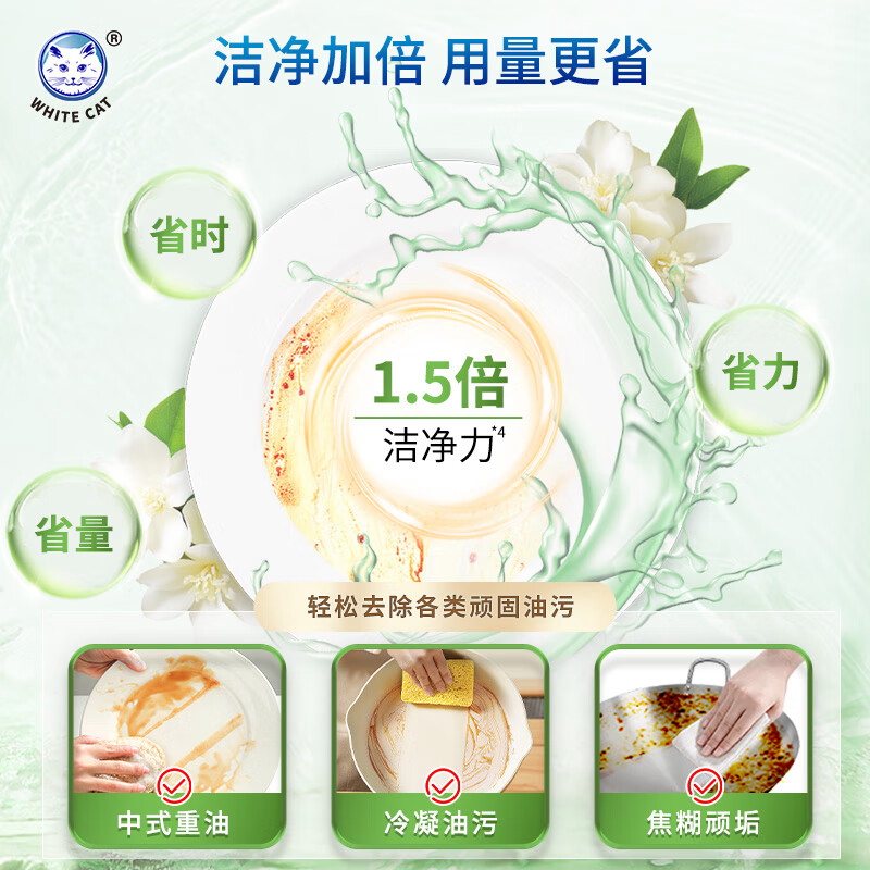 白猫茉莉清茶洗洁精1kg高清大图