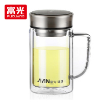 富光健牌系列玻璃杯 带把手 带滤网大容量水杯 570ML 黑色(X1501-BSPT-570)