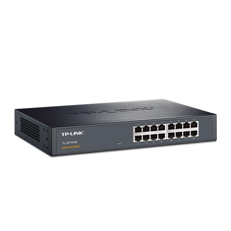 普联(TP-LINK)16口百兆铁壳桌面非网管交换机SF1016D分线器监控可上机柜架网吧防雷 1个装