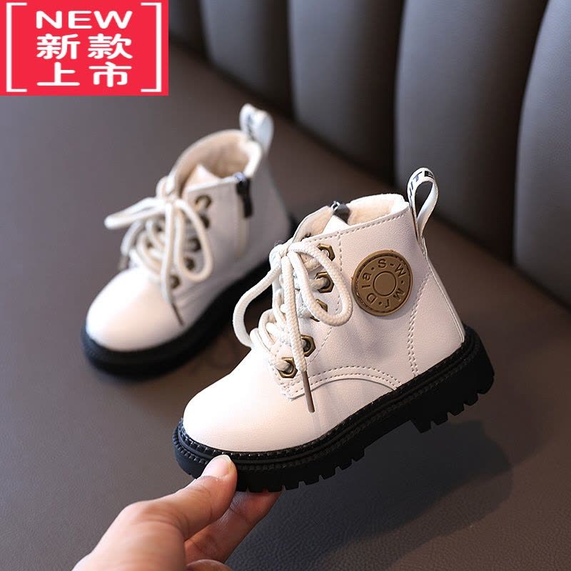 可莉允女童靴子冬季棉靴加绒保暖2022新款儿童马丁靴小童短靴潮鞋1-6岁3图片