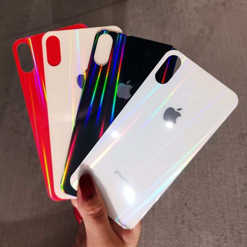 苹果x钢化后膜极光iphone78plus背膜xr后盖xs max改色11pro彩膜6s