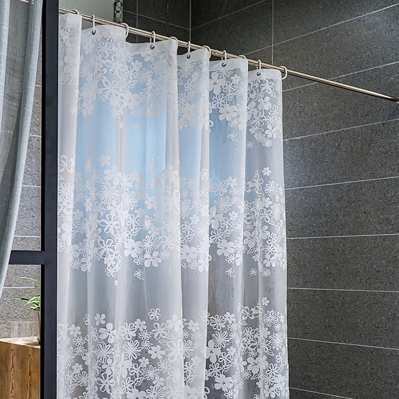 浴帘浴室加厚卫生间隔断帘子洗澡淋浴布杆挂帘套装免打孔