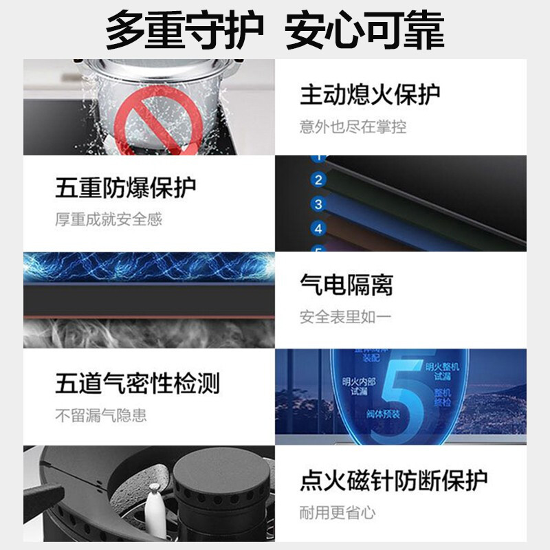海尔(Haier)燃气灶天然气灶双灶聚能直喷智能熄火保护宽频5.2KW火力台嵌两用嵌入式灶JZT-Q2BE50(12T)