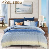 水星(MERCURY)家纺全棉四件套1.8m床双人1.5m床双人床上用品蓝调生活
