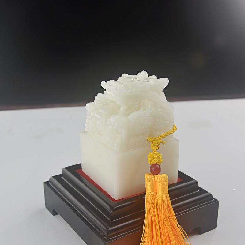 家柏饰(CORATED)玉石盘龙玉玺龙头印章玉器礼品家居办公室桌玄关摆件高清大图