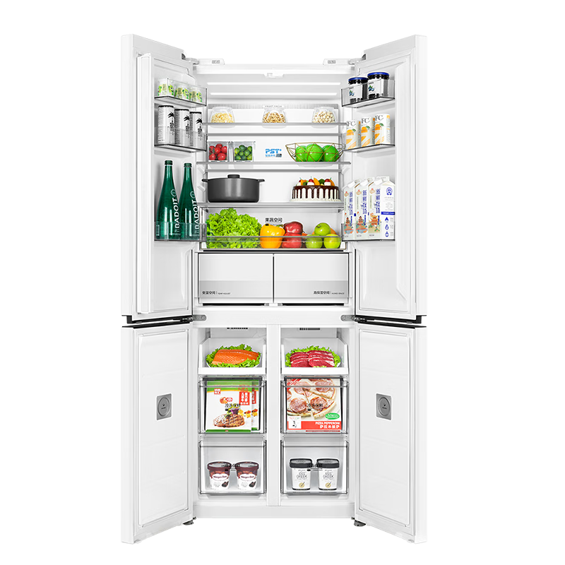 美的(Midea)冰箱435升十字四门智能净化除菌纯平全嵌保鲜智能家用电冰箱BCD-435WUSGPZM 凝光白