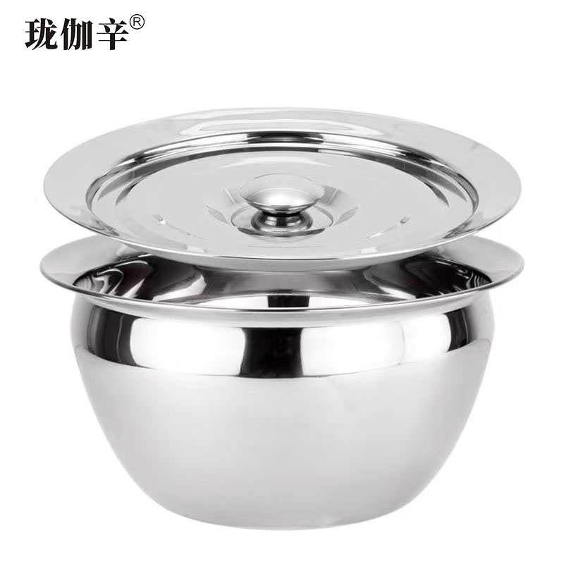 珑伽辛 不锈钢加厚带盖油鼓油盆 10英寸/个高清大图