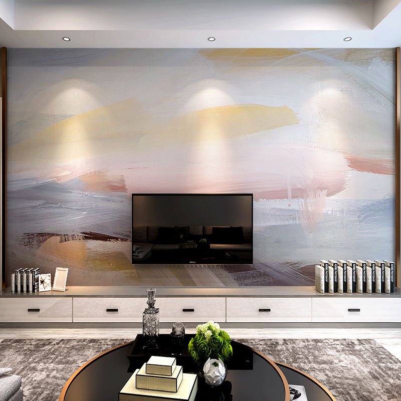北欧手绘艺术涂鸦现代抽象油画客厅电视背景墙纸无缝沙发壁纸墙布