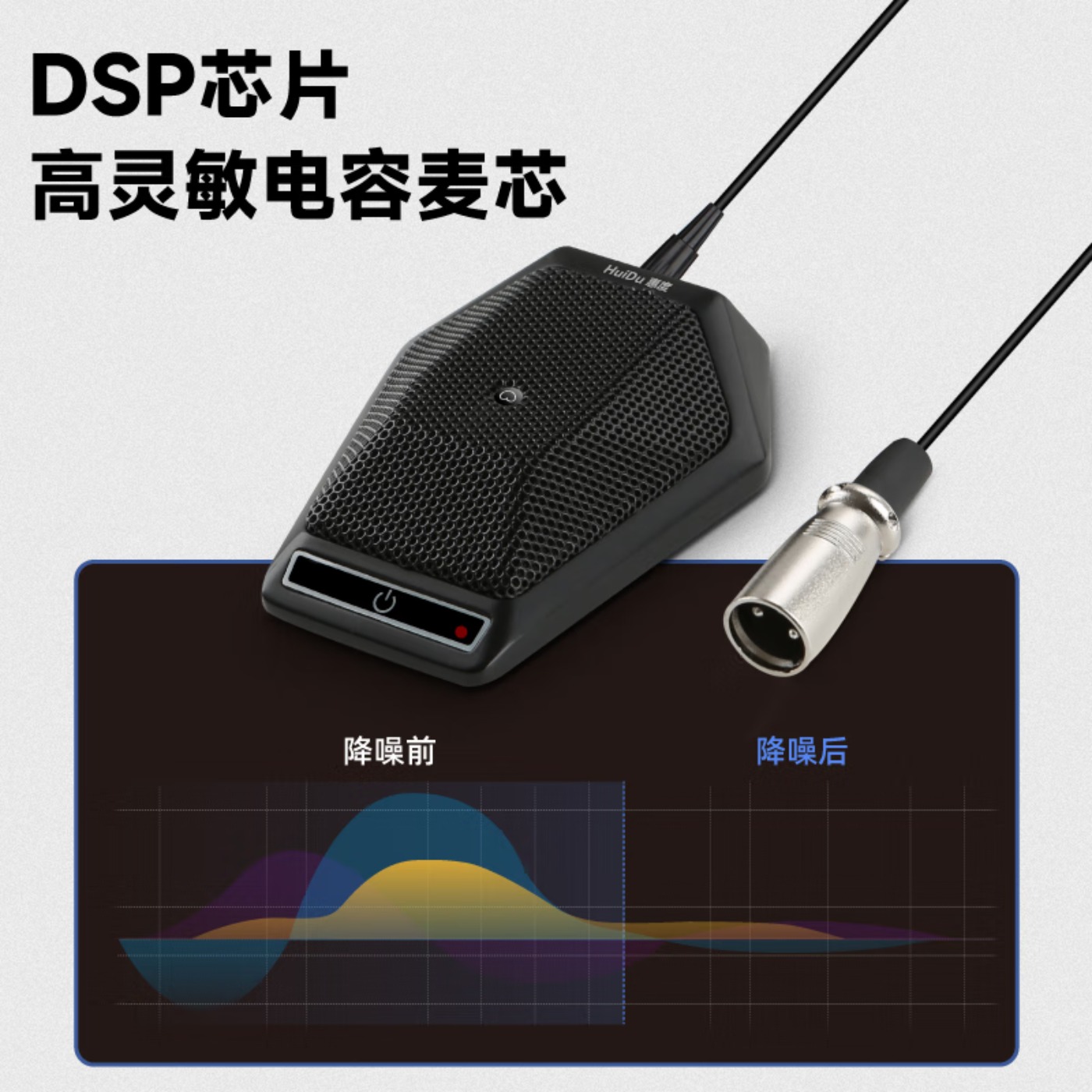 惠度(HuiDu)HD-220R有线会议麦克风 演讲会议主持广播话筒方形台式仰角麦有线界面麦克风(界面款)高清大图