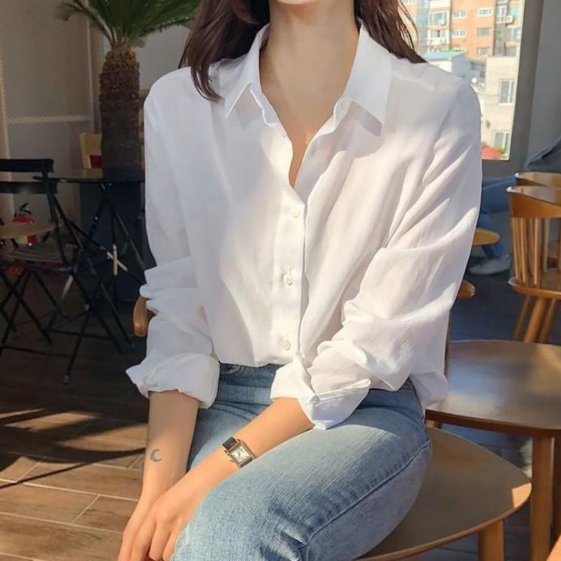 2021春装新款时尚白色衬衫女设计感小众衬衣长袖女上衣高级感气质