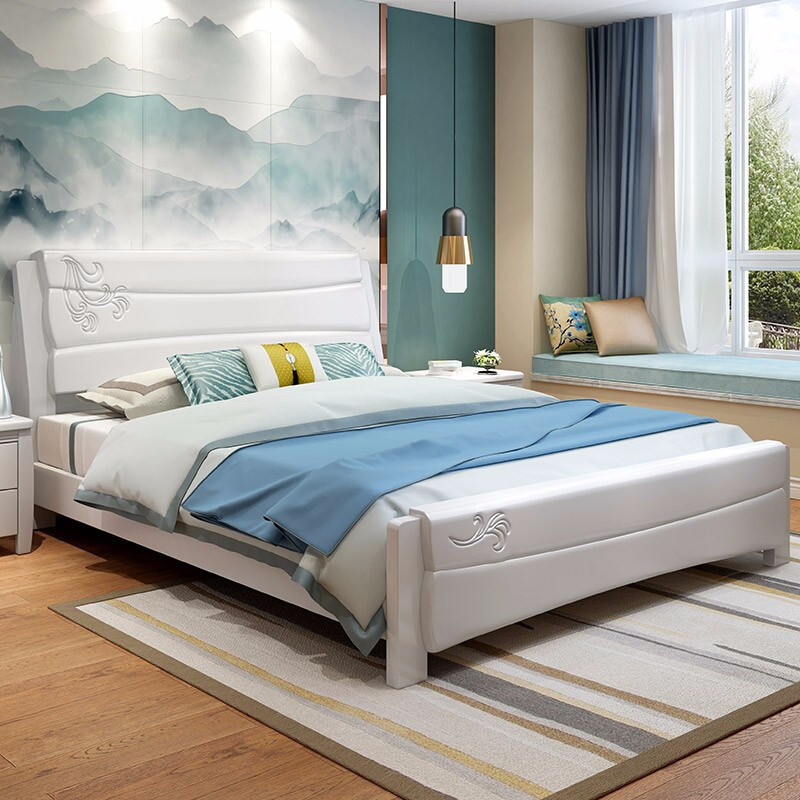 豪德银座床现代中式实木床现代简约经济小户型家用15米实木床宜家主卧