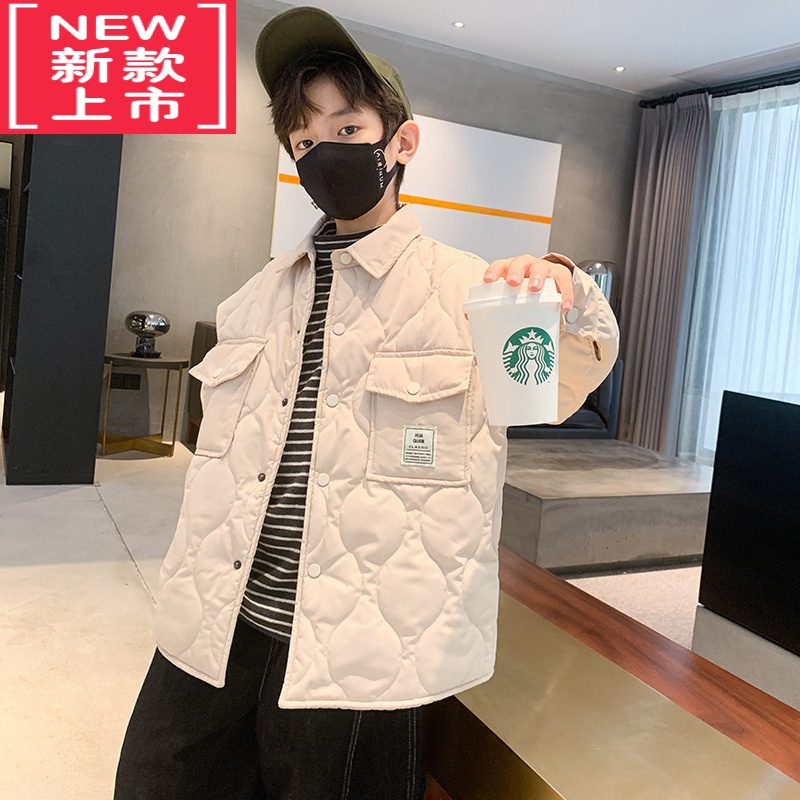 可莉允儿童装男童夹棉外套秋冬款2022新款大童冬装二棉棉衣加厚洋气炸街棉服